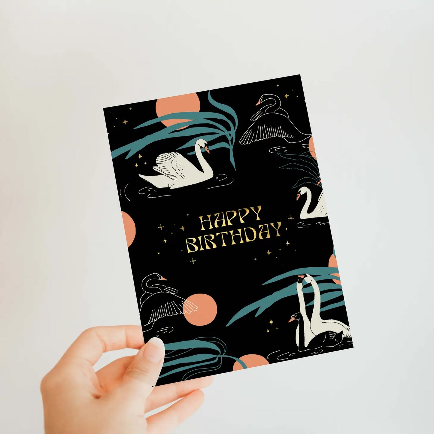 Swans Birthday Greeting Card