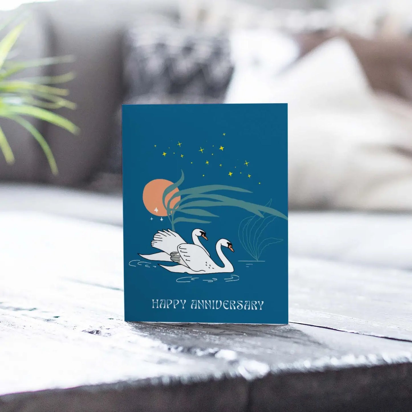 Swans Anniversary Greeting Card