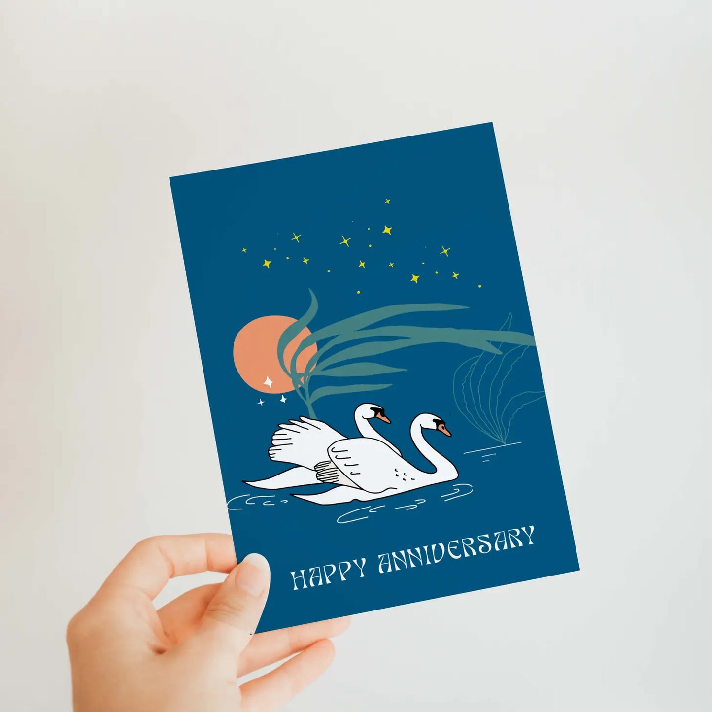 Swans Anniversary Greeting Card
