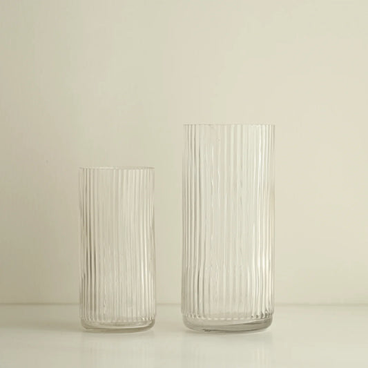 Ridged Pillar Glass Vase (Small)